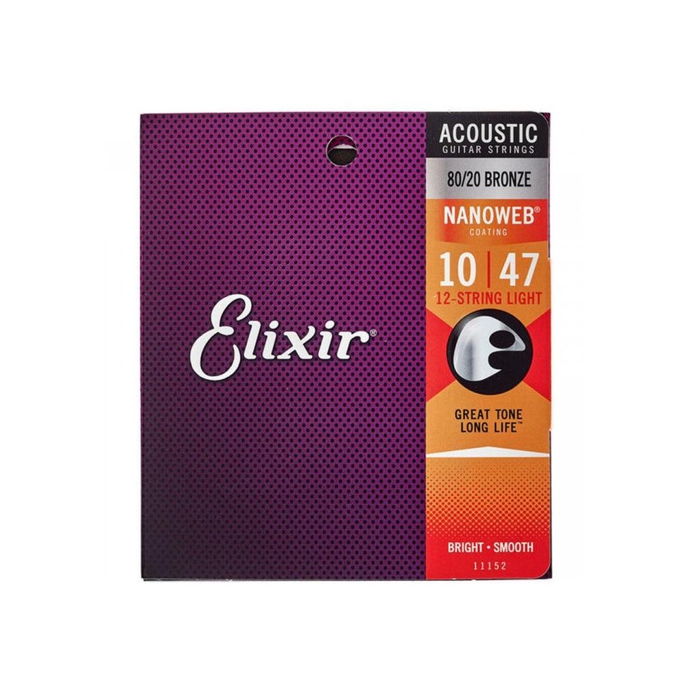 Elixir Nanoweb Light 12 Cuerdas Acústica (10-47)