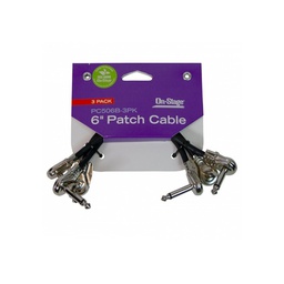 [CABLGUIOSS027] On Stage PC506B-3PK 3 Cables Pedales J/J plano 15cm Negro