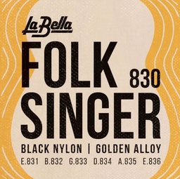 [JUEGCLALAB027] La Bella 830 Folksinger Black Nylon Golden Alloy