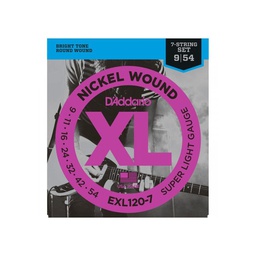 [JUEGELEDAD015] DAddario EXL120-7 (09-54) XL Nickel Wound Super Light 7 Cuerdas