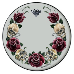 [PARCBATREM376] Remo Tattoo Powerstroke Bombo 22 Rosas y Calaveras PA-1322-TT-T05