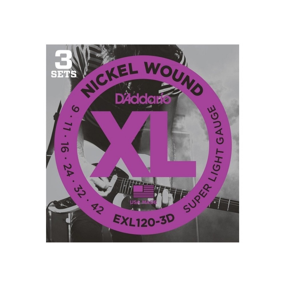 DAddario EXL120-3D (09-42) XL Nickel Wound Super Light (3 Sets)