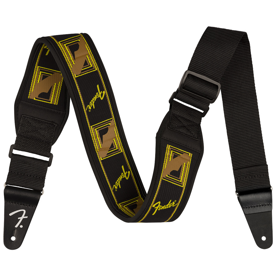 Fender Swell Neoprene Strap Blk/Ylw/Brn Mono 2,5" Correa