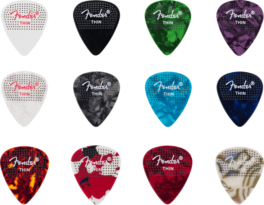 Fender 351 Dotted Celluloid Picks Thin (Pack 12)