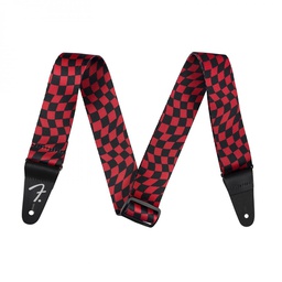 [CORRGUIFEN174] Fender Wavy Checkerboard Polyester Strap Red